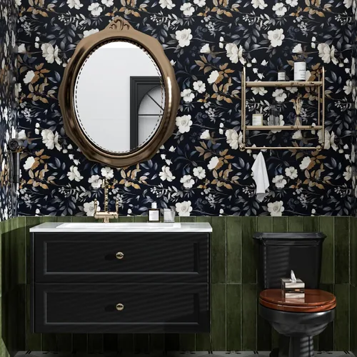 Miniatura 6 de ILHIIOR Papel tapiz floral azul oscuro para despegar y pegar, papel de contacto de hojas bohemias, papel de contacto con flores oscuras, extraíble
