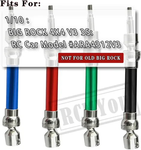 Miniatura 2 de Ejes CVD de eje de transmisión para 1/10 Big Rock V3 3S BLX 4x4 4WD, 4 piezas de actualización RC, ejes de transmisión delanteros y traseros