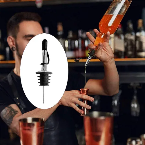 Miniatura 4 de Paquete de 24 vertedores de botellas de licor de acero inoxidable con tapas de polvo de goma siamesa y vertedores de licor