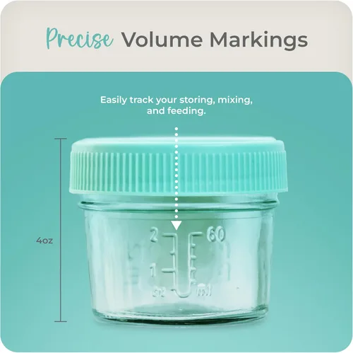 Miniatura 4 de Mason Bottle Tarros de almacenamiento de leche materna de 4 onzas (paquete de 12) – Recipientes de vidrio reutilizables para alimentos para bebés