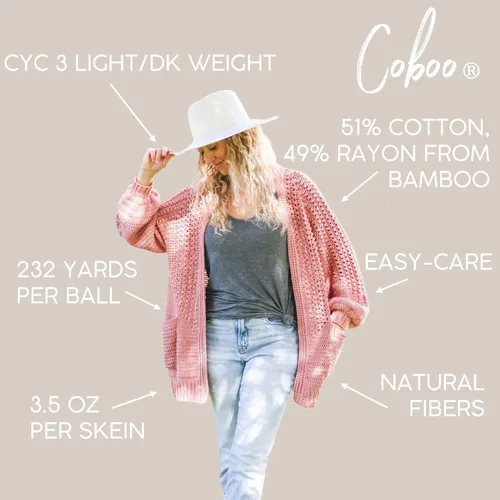 Miniatura 4 de Lion Brand Yarn Coboo, hilo suave para tejer, hacer ganchillo y manualidades, Vanilla Blossom, paquete de 3 Flor de vainilla