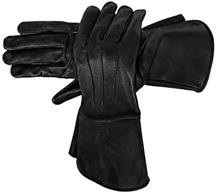 Miniatura 3 de Glamtron Guantes medievales renacentistas de piel de cordero pura guantes de guantelete para cosplay