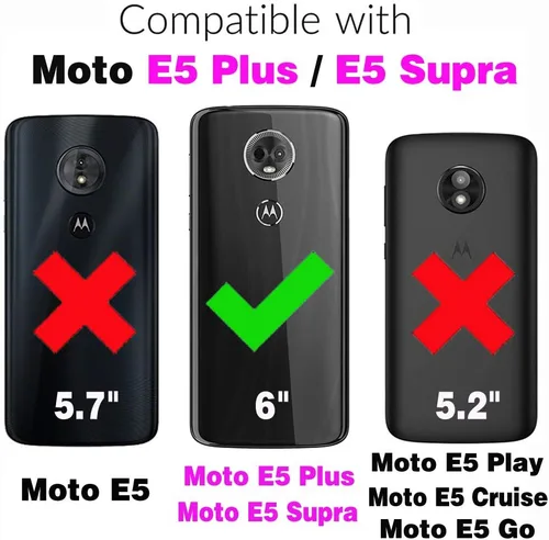 Miniatura 2 de Asuwish Funda protectora para Moto E5 Plus E 5 Supra con protector de pantalla y accesorios de celda de TPU suave delgada y suave, Motorola E5+ Rojo