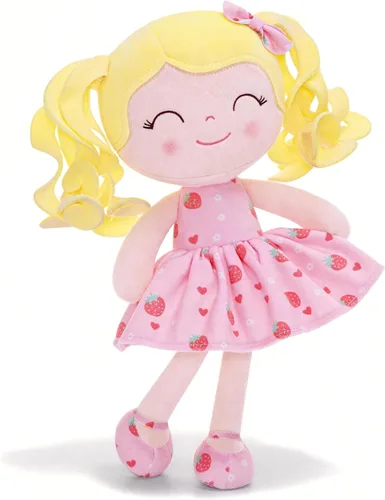 Miniatura 16 de Gloveleya Muñeca Baby Dolls Soft Rag Doll Baby Girl Regalos Curly Spring Girl - Naranja 9 pulgadas