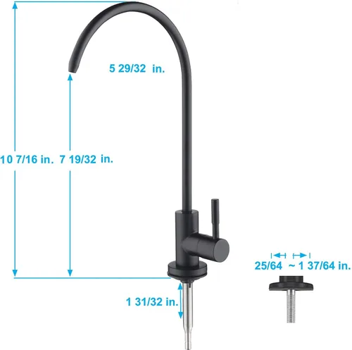 Miniatura 6 de Grifo de agua potable, grifo de bebidas de cocina en acero inoxidable 304, grifo de filtro de agua pura sin espacio de aire para fregadero, apto