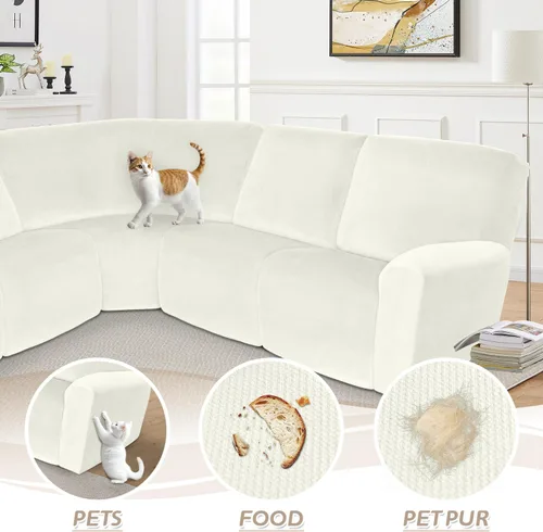 Miniatura 290 de Arfntevss Fundas de sofá seccional reclinable de terciopelo, Funda de sofá seccional de esquina para sofá reclinable, Funda elástica suave
