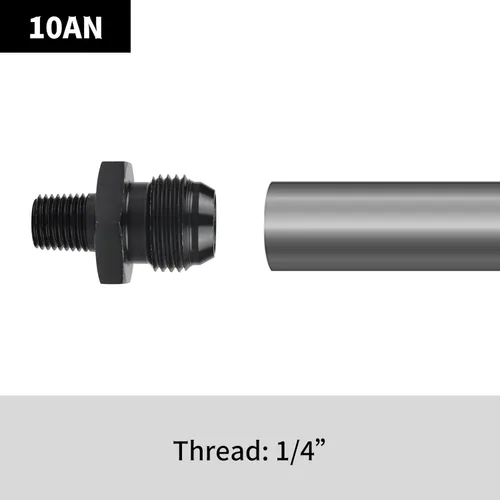 Miniatura 4 de Adaptador de manguera de tubería macho de 10AN a 1/4 NPT de aluminio recta para línea de combustible, adaptador de manguera de aluminio negro