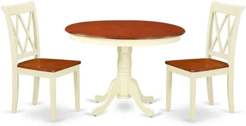 Miniatura 7 de East West Furniture HLCL5-MAH-W - Juego de mesa de cocina de 5 piezas para 4 personas, incluye una mesa de comedor redonda con pedestal y 4 sillas