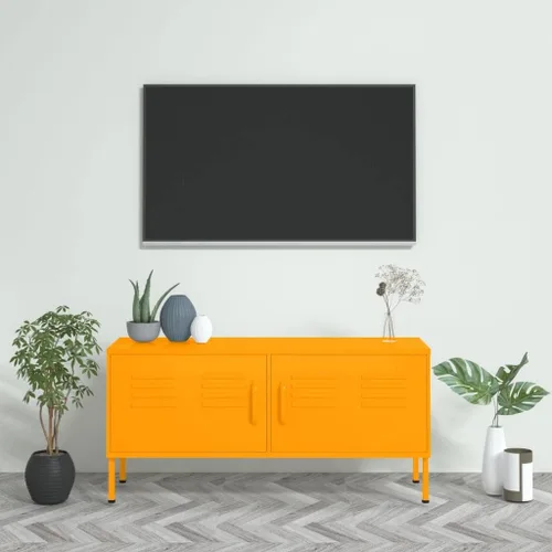 Miniatura 15 de Armario de almacenamiento de metal para TV con 2 puertas y un estante en el interior, aparador de almacenamiento, soporte de TV, consola multimedia