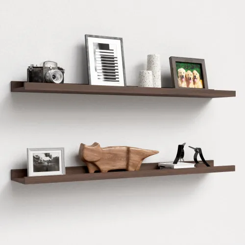 Miniatura 19 de Boswillon Juego de 2 estantes flotantes montados en la pared, modernos estantes de pared negros para almacenamiento con labio, estante de repisa