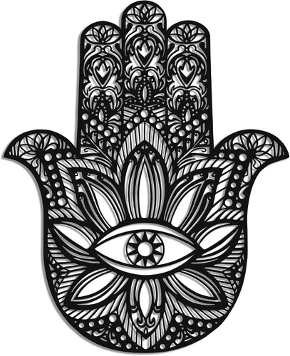 Miniatura 8 de Slickss Hamsa Mano de Fátima - Arte de pared de metal, protección contra el mal de ojo, arte de pared espiritual, arte de pared de geometría sagrada
