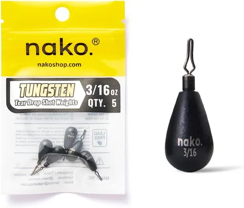 Miniatura 12 de Nako - Pesas de tungsteno para tiro de caída, pesos de tungsteno, pesos de pesca para equipo de tiro caído, 1/32 oz - 1 oz, sin astilla, negro