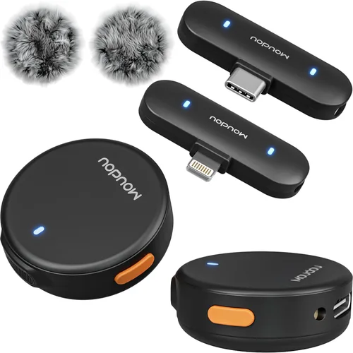 Miniatura 8 de Micrófono de solapa inalámbrico para iPhone, teléfono Android, PC, rango de 100 pies, estuche de carga de batería de 50 horas, micrófonos con clip