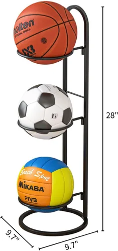 Miniatura 5 de AGTEK Estante de exhibición de bolas, organizador de garaje de almacenamiento, estante de bolas, organizador de equipo deportivo con 3 cestas