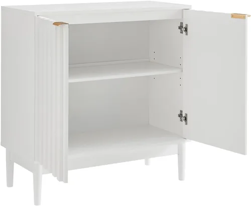 Miniatura 3 de Aparador con almacenamiento – 2 puertas acanaladas, 31.5 in de ancho, 32.7 in de alto, estante ajustable – Acento de credenza de buffet acanalado