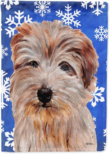 Miniatura 257 de Caroline's Treasures SC9374GF Bulldog English Snow flakes Holiday Garden Flag Buzón Bandera decorativa para patio exterior, patio, obras de arte