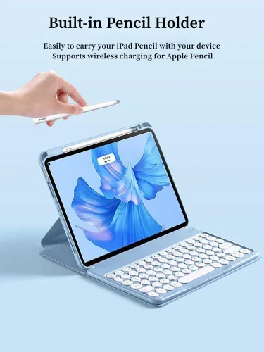 Miniatura 6 de Funda de teclado para iPad de 9ª/8ª/7ª generación, funda vertical para iPad 10.2/Air3/Pro10.5 con soporte para teclado y lápiz, soporte magnético
