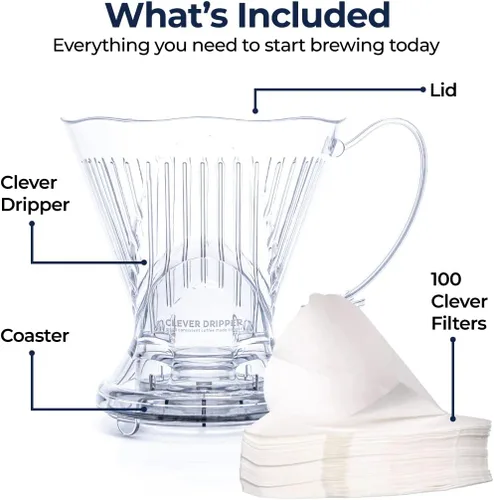 Miniatura 2 de Gotero de café Clever y filtros, grande 18 oz, diseño clásico original, plástico libre de BPA seguro, cafetera de goteo, cafetera de goteo por