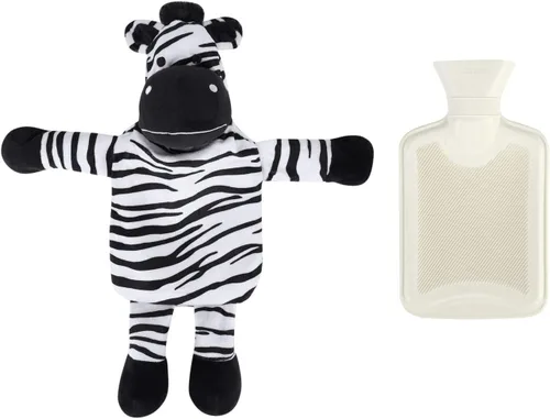 Miniatura 9 de Mini calentador de botellas de agua caliente con linda funda de animal de peluche de vaca, cintura, cuello, hombro, bolsa de agua fría y caliente