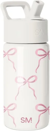 Simple Modern Botella de agua para niños con tapa con pajilla, vaso aislado de acero inoxidable de 14 onzas para niños y a prueba de derrames, para