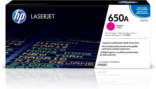 HP Cartucho de tóner magenta 650A | Funciona color LaserJet Enterprise CP5525 Series | CE273A