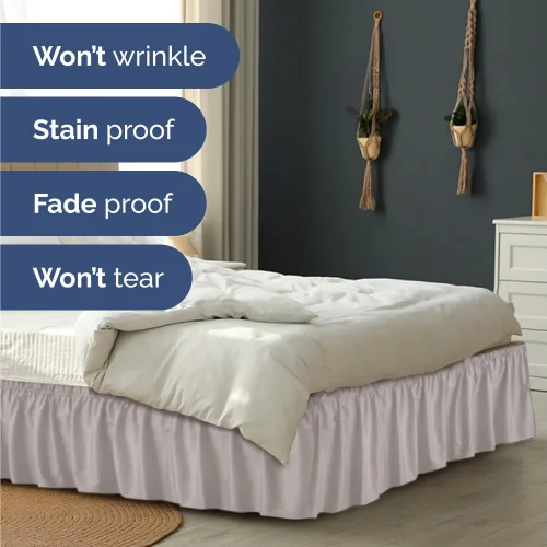 Miniatura 5 de CGK Linens - Falda de cama envolvente con volantes, color gris claro, para camas de tamaño matrimonial con altura de 18 pulgadas sin arrugas, 03