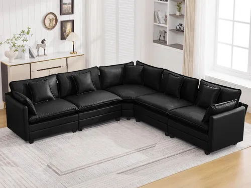 Miniatura 58 de Otomán de Sofá Moderno de Chenille Nube de 35'', Otomán Rectangular para Sofá Seccional Modular, Beige