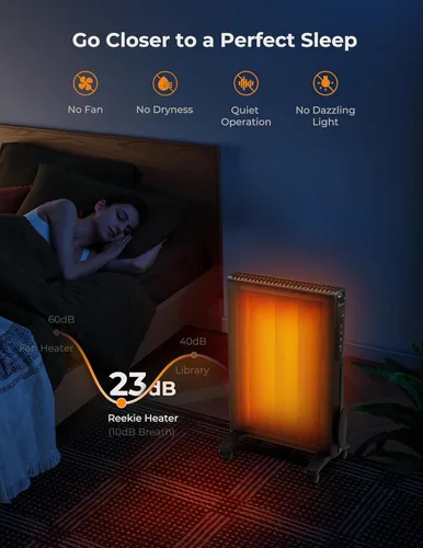 Miniatura 4 de Reekie Calentador de espacio de panel de convección, calentadores infrarrojos eléctricos de mica de 1500 W para uso en interiores, calentador