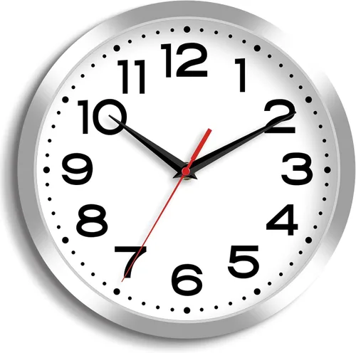 Miniatura 11 de Roymnie Atomic - Reloj de pared de 10 pulgadas, moderno, funciona con pilas, clásico, analógico, decorativo, para cocina, sala de estar, oficina
