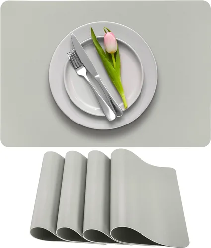 Miniatura 25 de More Décor - Juego de 6 manteles individuales de piel sintética para mesa de comedor, impermeables, lavables, resistentes a las manchas y al calor