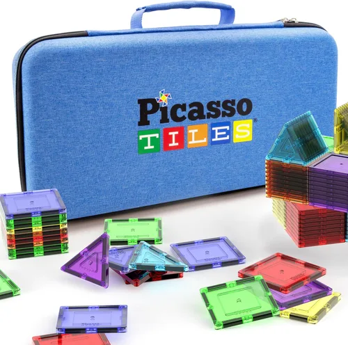 PicassoTiles Estuche de Almacenamiento de Fichas Magnéticas 16.5x7.5x3.5in Bolsa de Transporte de Viaje con Asa, Organizador Resistente al Agua