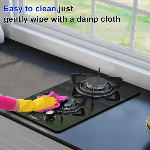 Miniatura 6 de encimera de gas de 30 cm (12 pulgadas), 2 quemadores, cocina de propano incorporada, encimera de cocina interior adecuada para combustible dual