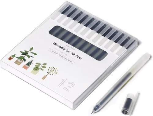 OBE WISEUE Bolígrafos Rollerball de Punta Fina con Escritura Suave para Profesores, Bolígrafos con Punta Bullet de Tinta Negra 0.020 in (0.5mm)
