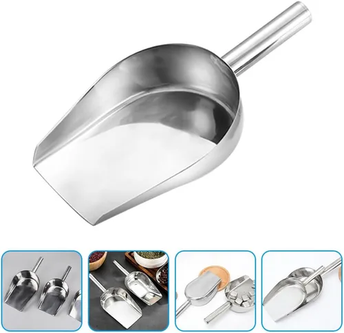Miniatura 8 de Cuchara de hielo de acero inoxidable para máquina de hielo, cuchara de metal para alimentos, cuchara grande para alimentos, palas de cubo de hielo