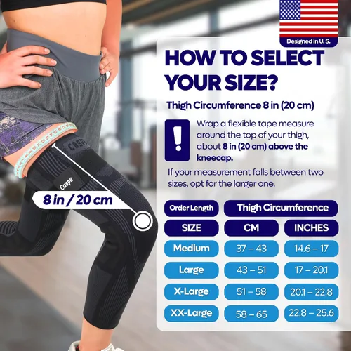 Miniatura 4 de Caspe Leg Compression Sleeve With Strap, Full Length Thigh Knee Calf Support, Knee Compression Sleeve Women & Men, Full Leg Support for Light