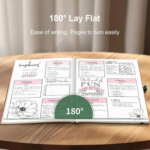 Miniatura 5 de AHGXG Diario de puntos con viñetas – Cuaderno de 320 páginas con cuadrícula de puntos B5, diario grande, papel punteado grueso de 100gsm, tapa Verde