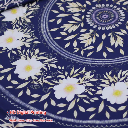 Miniatura 5 de Lifeel - Tapiz bohemio azul para colgar en la pared, tapiz hippie de mandala, medallón floral con diseño de corona estética blanca, manta decorativa