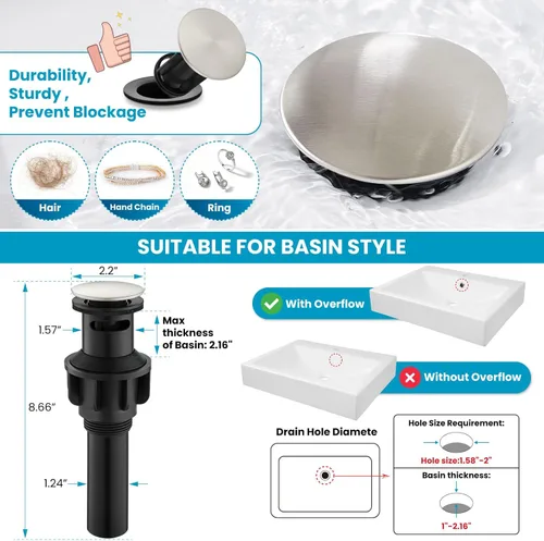 Miniatura 4 de gotonovo Grifo de lavabo de baño de 1 agujero con mango individual, grifo de tocador con caño giratorio de 360°, grifo mezclador de lavabo