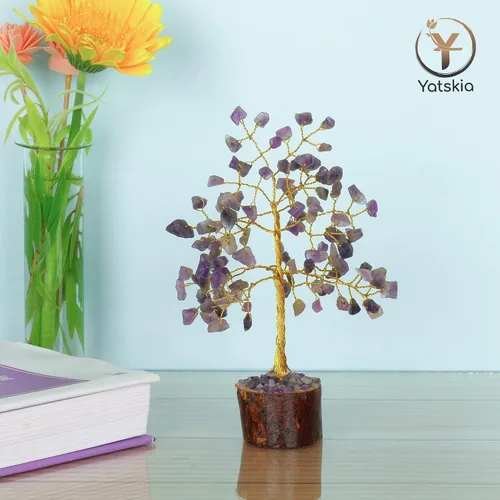 Miniatura 3 de YATSKIA Árbol de cristal de amatista - Decoración de piedras preciosas - Bonsái de dinero de Feng Shui - Amatista natural - Árbol de gemas de cristal