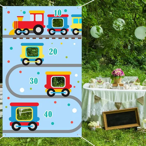 Miniatura 6 de Tren de vapor Choo Two Toss Games Banner telón de fondo ferroviario ferroviario transporte ferroviario historia temática decoración para interiores