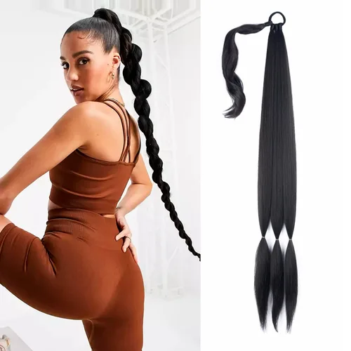 Miniatura 10 de Extensión de cabello sintético suave y natural para mujer, 34 pulgadas, 4.63 onzas, color rosa