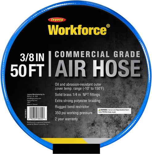 Miniatura 2 de Workforce Manguera de aire, 3/8 pulg. x 25 pies., accesorios de 1/4, PVC, azul - HWF3850BL2