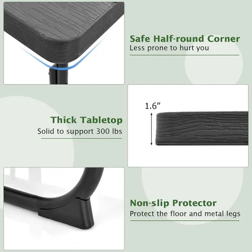 Miniatura 7 de Giantex Juego de mesa de picnic para 8 personas, mesa cuadrada para exteriores con agujero para paraguas, parte superior de polietileno de alta