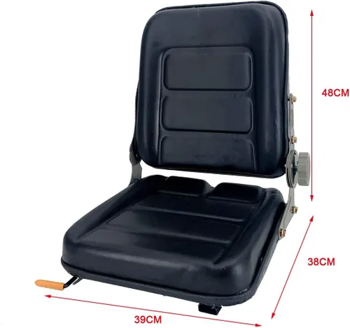 Miniatura 8 de Asiento de tractor de suspensión de PVC con respaldo y reposabrazos ajustables de 140° Negro Se adapta a carretilla elevadora de excavadora