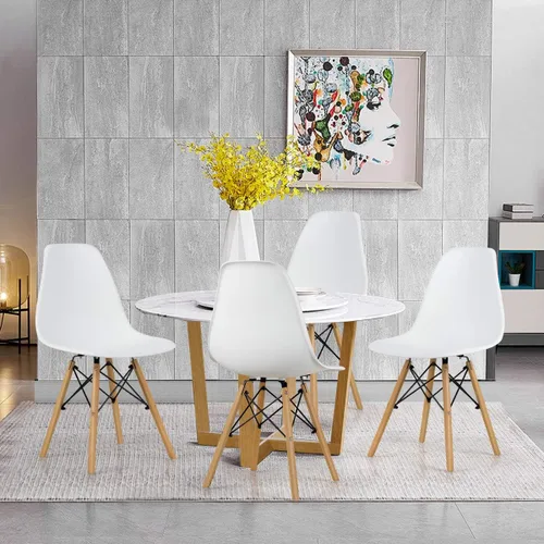 Miniatura 4 de GOFLAME DSW - Sillas de comedor, sillas de plástico con patas de madera, sillas sin brazos de estilo moderno para sala de estar, cocina, dormitorio