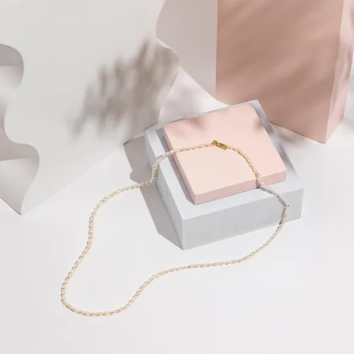 Miniatura 4 de PAVOI Collar de perlas de agua dulce chapado en oro de 14 quilates para mujer Perla Perla