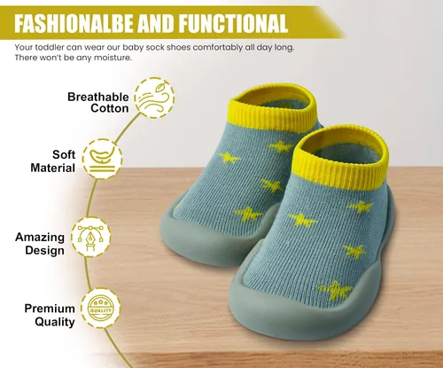 Miniatura 2 de Zapatos de bebé para niños y niñas, zapatos de primera caminata, antideslizantes, suela suave, zapatos de calcetín para bebés