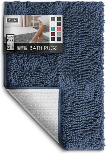 Miniatura 54 de Hearth & Harbor Alfombras de baño, tapete de baño de chenilla - Alfombras de baño lavables a máquina para baño con respaldo antideslizante de goma