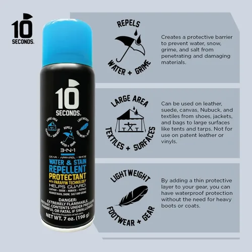 Miniatura 3 de 10 Seconds Spray repelente al agua Protege el calzado, la motocicleta y el equipo de campamento Duradero, ligero, transpirable, resistente a