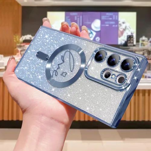 Miniatura 327 de ZONRW - Funda para Samsung Galaxy S22 Ultra magnética, para mujeres y niñas, cubierta trasera suave, lujosa, con corazón de amor, bling, degradado